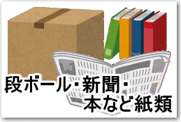 古新聞や段ボール、本など紙類もリサイクル